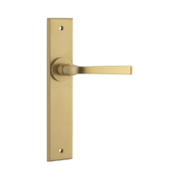 Iver Annecy Door Lever Handle on Chamfered Backplate Passage Brushed Brass 15288