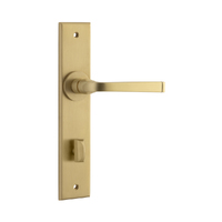 Iver Annecy Door Lever Handle on Chamfered Backplate Privacy Brushed Brass 15288P85