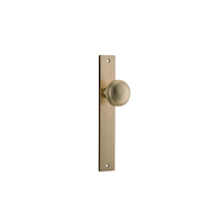 Iver Paddington Door Knob on Rectangular Backplate Passage Brushed Brass 15320
