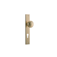 Iver Paddington Door Knob on Rectangular Backplate Euro Brushed Brass 15320E85