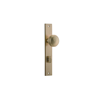 Iver Paddington Door Knob on Rectangular Backplate Privacy Brushed Brass 15320P85