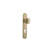 Iver Paddington Door Knob on Oval Backplate Euro Brushed Brass 15332E85