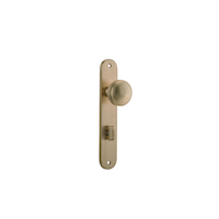 Iver Paddington Door Knob on Oval Backplate Privacy Brushed Brass 15332P85