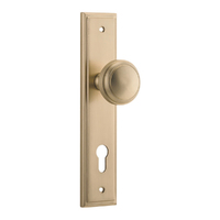 Iver Paddington Door Knob Stepped on Backplate Euro Brushed Brass 15338E85