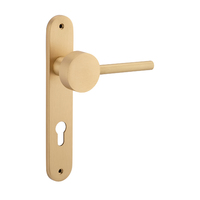 Bankston Sans Arc Gepetto Door Lever on Oval Backplate Euro Brushed Champagne 15412E85