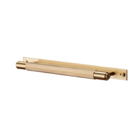 Buster and Punch Cabinet Cross Knurled Pull Bar Handle on Backplate 300mm Brass UK-PB-HP-260-BR-A