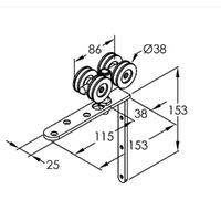 *Nonreturnable Item* Brio Type 52 Nylon Hanger for Single Run 350KG Timber Doors Chrome Bearing 52HN (MTO 10)