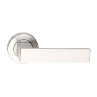 Dormakaba Coastal Door Lever Handle on Round Rose Satin Stainless 4300/120SSS