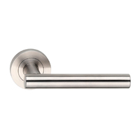 Dormakaba Coastal Door Lever Handle on Round Rose Satin Stainless 4300/55SSS