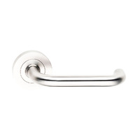Dormakaba Coastal Door Lever Handle on Round Rose Polished Stainless 4300/70PSS