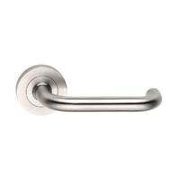 Dormakaba Coastal Door Lever Handle on Round Rose Satin Stainless 4300/70SSS