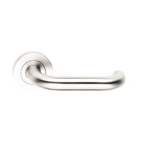 Dormakaba Coastal Door Lever Handle on Round Rose Polished Stainless 4300/75PSS