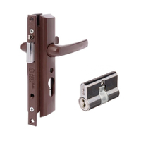 Austral Security Screen Door Lock Elegance XC Brown w/ Cylinder ELXC/BR