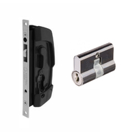 Austral Sliding Security Screen Door Lock SD7 Black w/ Cylinder ALSD7BLK