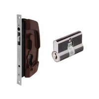 Austral Sliding Security Screen Door Lock Brown w/ Cylinder ALSD7BRN
