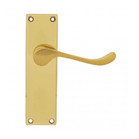 Pavtom Scroll Door Lever Handle on Rectangular Plate Polished Brass 7300PB