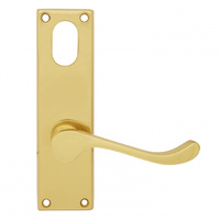 Pavtom Door Handle Scroll Lever Oval Lock Plate 150x42mm Polished Brass 7305PB