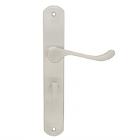 Pavtom Door Handle Scroll Lever Privacy Bathroom Plate Satin Chrome 739102SC 