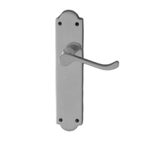 Pavtom Scroll Door Lever Handle on Shaped Plate Satin Chrome 7400SC