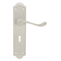 Pavtom Door Handle Scroll Lever Bit Key Mortice Lock Plate Satin Chrome 7401SC