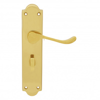 Pavtom Door Handle Scroll Lever Privacy Polished Brass 220x50mm 7402PB 