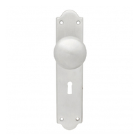 KR Lucas Pavtom Victorian Door Knob Bitkey on Shaped Plate Satin Chrome 7601SC