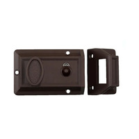 *WSL DISCONTINUED* Lock & Key RiteFit Door Lock Rim Night Latch with Cylinder Brown ENL-FBDP