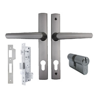 Lockwood Door Lock Pack Induro Mortice Palladium Aria Levers Silver w/ Cylinder