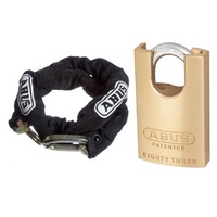 ABUS 10KS Chain 10KS110BLK 10mmx110cm + 83CS/45 Padlock 83CS45NKD 45mm Body