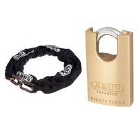 ABUS 10KS Chain 10KS170BLK 10mmx170cm + 83CS/45 Padlock 83CS45NKD 45mm Body