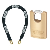 ABUS 10KS Chain 10KS200BLK 10mmx200cm + 83CS/45 Padlock 83CS45NKD 45mm Body