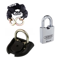 ABUS Loop Chain 12mmx120cm 12KS120BLK + 83/55 Padlock 8355 + Floor Anchor WBA100