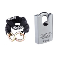 Abus Loop Chain 12mmx120cm 12KS120BLK + 83CS/55 Padlock 55mm Body 83CS55NKD