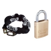 ABUS 8KS Chain 8KS110BLK 8mmx110cm + 83/45 Padlock 8345NKD 45mm Body