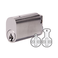 Abus Oval Cylinder Extended 50mm Keyed To Differ with U Cam Satin Chrome AB570UEXCYL50