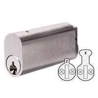 Abus Oval Cylinder Extended 62mm Keyed to Differ with X Cam Satin Chrome AB570UEXCYL62