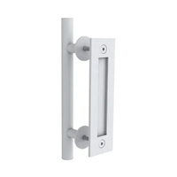 Mappas Barn Round Door Handle Set 300mm with Flush Pull 214mm White BTPH300RW