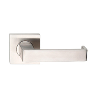 Madinoz Coastal Door Lever Handle on Square Rose Polished Stainless L101ZPSS