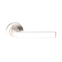 Madinoz Coastal Door Lever Handle on Round Rose Polished Stainless Steel L117PSS