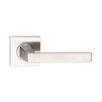 Madinoz Coastal Door Lever Handle on Square Rose Polished Stainless L117ZPSS