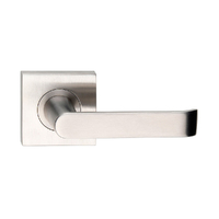 Madinoz Coastal Door Lever Handle on Square Rose Polished Stainless L20ZPSS