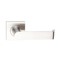 Madinoz Coastal Door Lever Handle on Square Rose Polished Stainless L21ZPSS