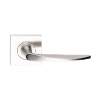Madinoz Coastal Door Lever Handle on Square Rose Polished Stainless L25ZPSS