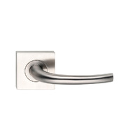 Madinoz Coastal Door Lever Handle on Square Rose Polished Stainless L32ZPSS
