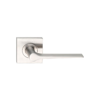 Madinoz Coastal Door Lever Handle on Square Rose Polished Stainless L34ZPSS
