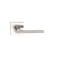 Madinoz Coastal Door Lever Handle on Square Rose Polished Stainless L36ZPSS