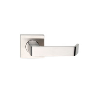 Madinoz Coastal Door Lever Handle on Square Rose Polished Stainless L39ZPSS