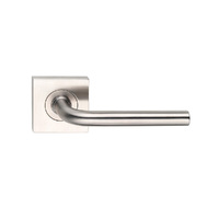 Madinoz Coastal Door Lever Handle on Square Rose Polished Stainless L40ZPSS