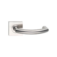 Madinoz Urban Door Lever Handle on Square Rose Polished Stainless Steel L60TZPSS