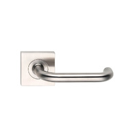 Madinoz Urban Door Lever Handle on Square Rose Polished Stainless Steel L70TZPSS
